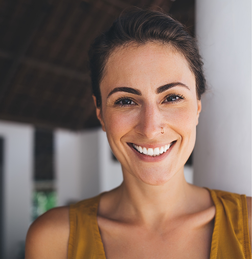 Smiling brunette woman