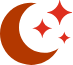 Crescent moon and stars icon